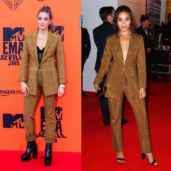 I.AM.GIA Mariah Rhinestone Encrusted Structured Blazer Jacket Gold NEW with tags - Picture 2 of 16